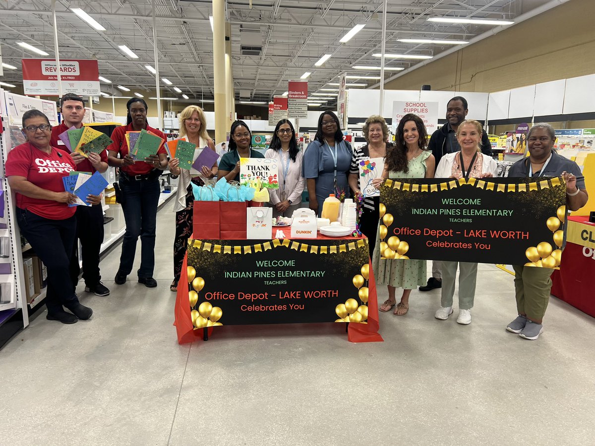 Thank you so much to our local #OfficeDepotLakeWorth for their continued partnership with our school this year! ✨ Thank you for providing our students &amp; teachers with amazing supplies! We’re better together! 🍎✏️🖇️📚