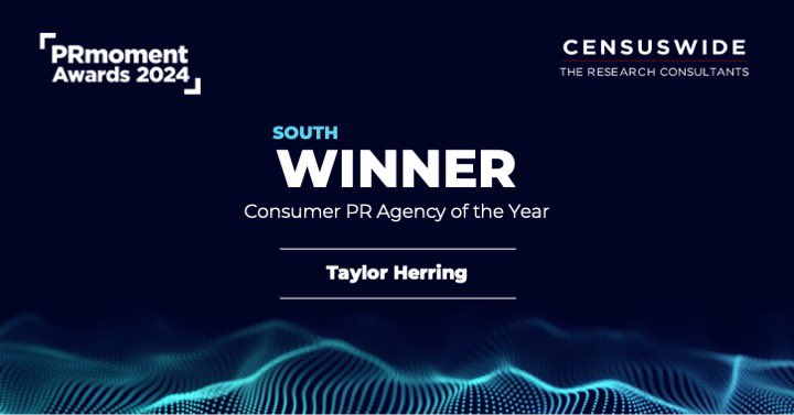 Our Consumer PR Agency of the Year is sponsored by @censuswide The winner is… @TaylorHerringUK 🏆