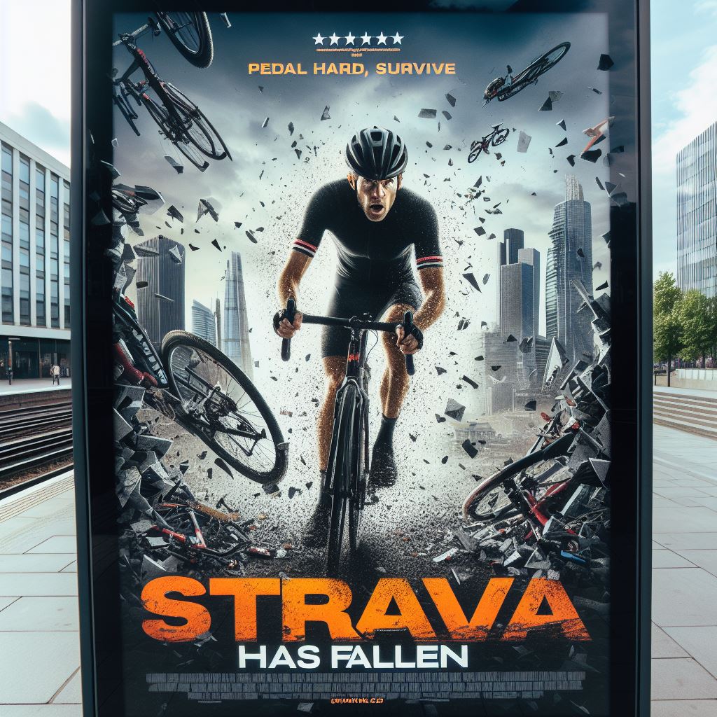 Strava uploads were delayed tonight after running, so I jokingly said 'Strava has Fallen' and that there will be a film with Gerard Butler. So I put that into Microsoft AI image generator...🤯