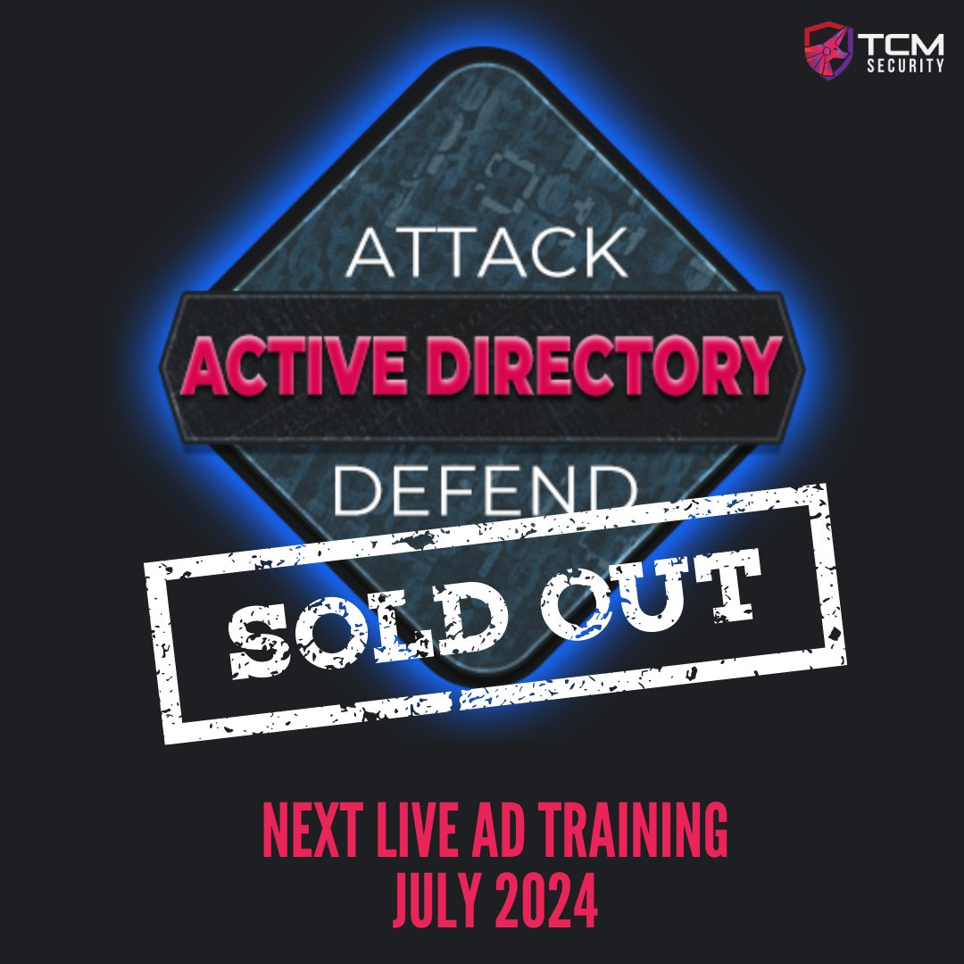 We might be officially sold out of tomorrow's Active Directory training ... but, we're happy to share that we have a waitlist available for the July 2024 Live AD Training. If you want to be one of the very first people who know when registration opens, make sure that you sign up…