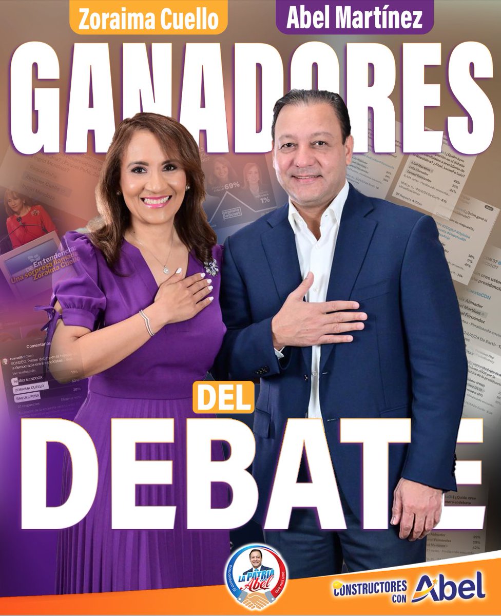 @RicardoMilagros @AbelMartinezD & @ZoraimaCuello Los ganadores del Debate!! Vamos por la presidencia de la Patria de Duarte!!!!