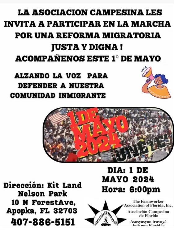 Join us on our march on May 1, 2024, at 6 p.m. at Apopka to defend our community! Your support means a lot!