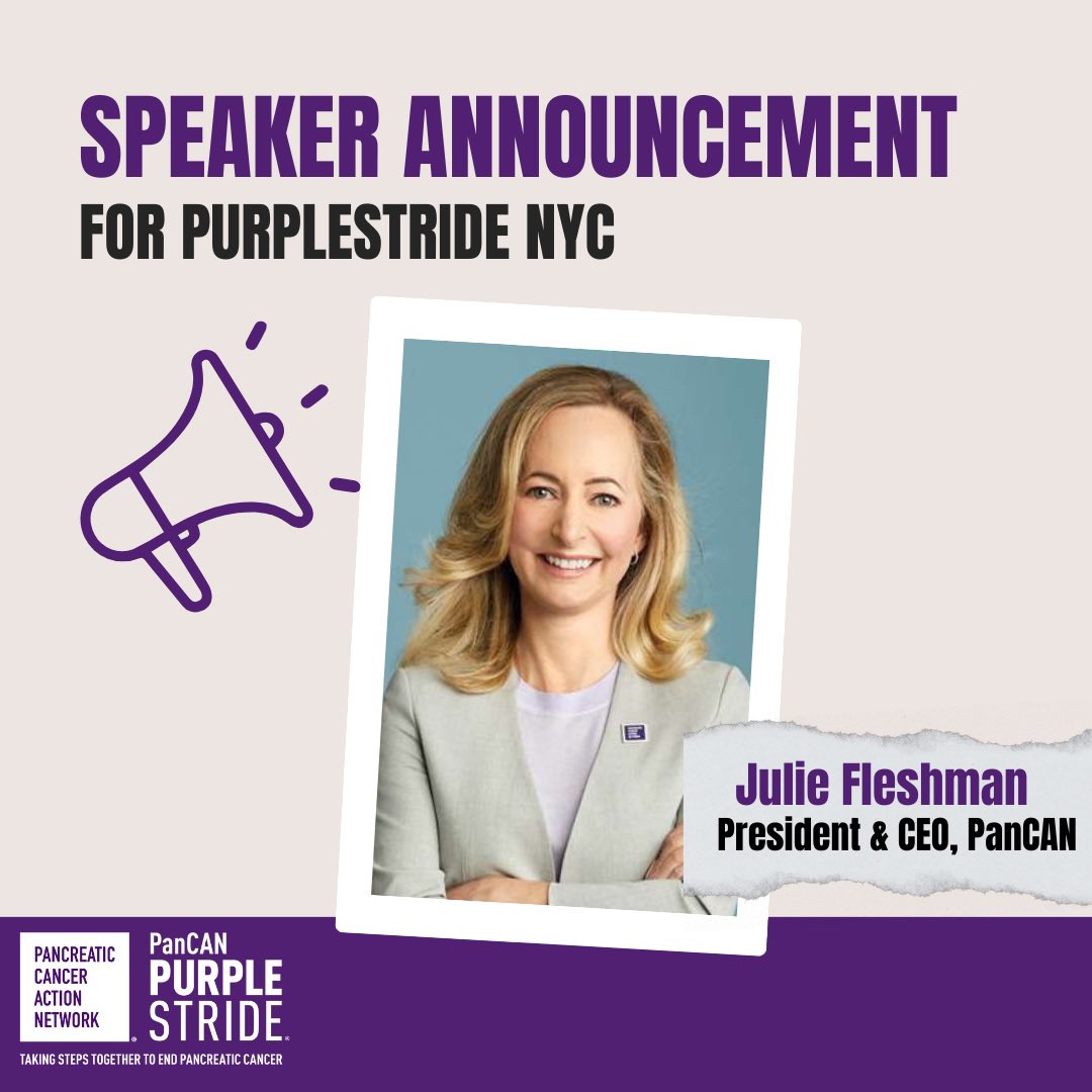 And for our last speaker announcement for PanCAN PurpleStride NYC 2024….We have none other than <a href="/pancan/">PanCAN</a> CEO Julie Fleshman! 💜 

PanCAN would not be what it today without Julie, so we are particularly thrilled she will be joining us in NYC on Saturday.