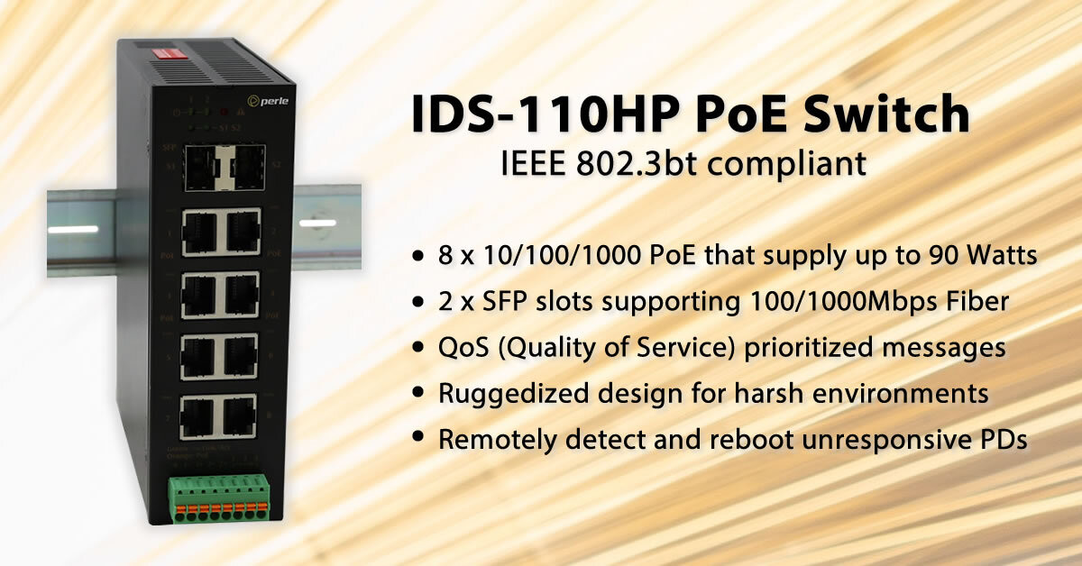 Boost Network Efficiency with IDS-100HP PoE Switches! Unmanaged switches with QoS support to deliver smoother and faster network operation, with intelligent resource management: bit.ly/3Ms6Hco  #IIoT #IndustrialSwitches #IoTDevices #IndustrialNetworking #PerleSystems