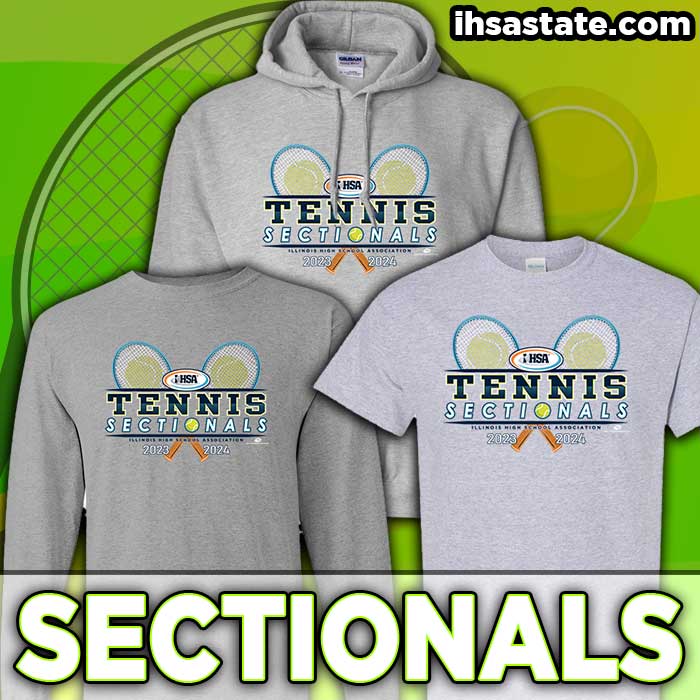 Tennis sectionals are just a few weeks away! Head over to our site below to purchase some merchandise. Ihsastate.com #tennis #sectionals #ihsa #illinois
