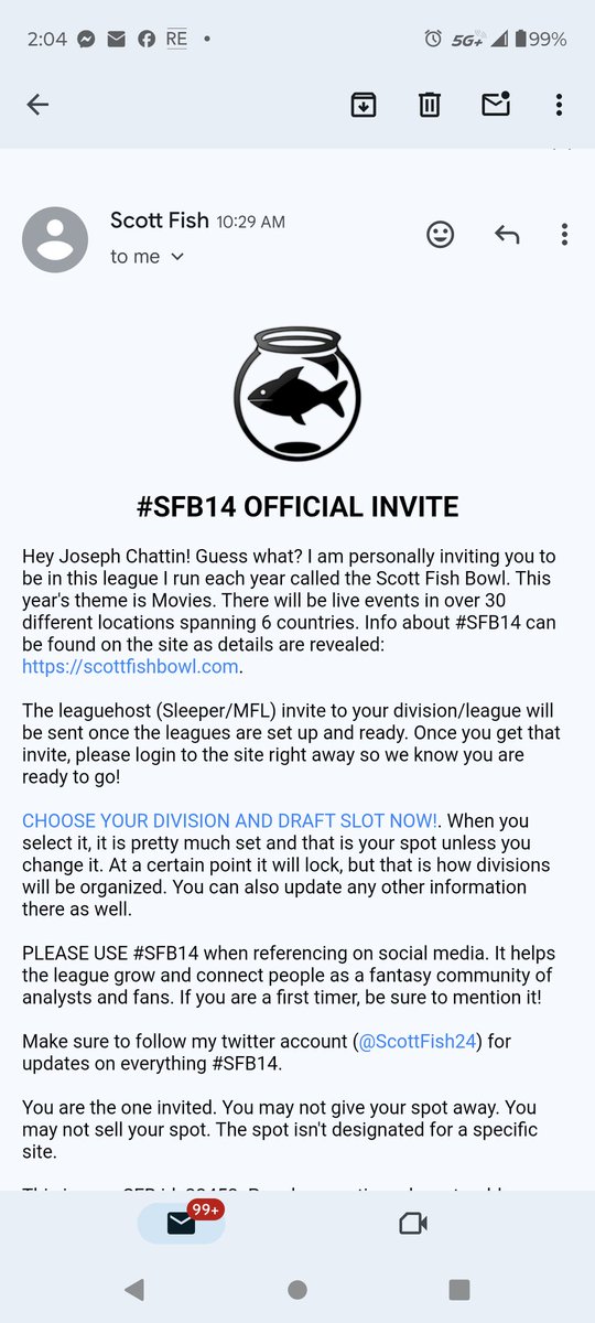 It's finally come. I'll be drafting live in Las Vegas for #SFB14 @stadiumswim .