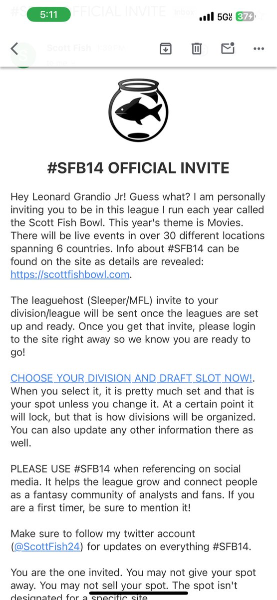 Leo G (@smooth1074) on Twitter photo It’s an honor and blessing to be invited to #SFB14 & be part of this awesome event for a great cause <a href="/FantasyCaresOrg/">Fantasy Cares #fantasycares</a> thank you <a href="/ScottFish24/">Scott Fish</a> <a href="/RyanMc23/">Ryan McDowell</a> <a href="/JohnBoschFF/">John</a> and everyone else behind the scenes that puts this event together. It’s an honor and blessing to be invited to #SFB14 & be part of this awesome event for a great cause <a href="/FantasyCaresOrg/">Fantasy Cares #fantasycares</a> thank you <a href="/ScottFish24/">Scott Fish</a> <a href="/RyanMc23/">Ryan McDowell</a> <a href="/JohnBoschFF/">John</a> and everyone else behind the scenes that puts this event together.