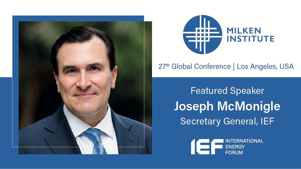 Looking forward to speaking at the Milken Global Conference in Los Angeles in early May. @MilkenInstitute @IEF_Dialogue