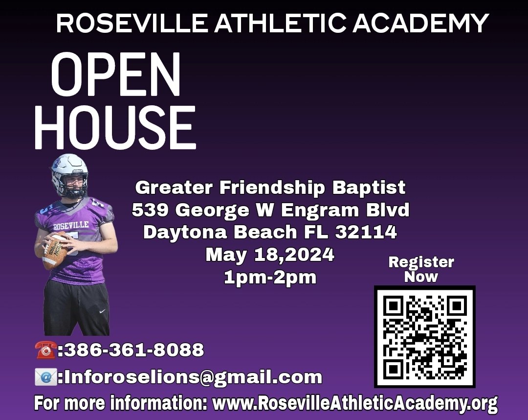Attention all student athletes! Roseville Athletic Academy invites you to our exclusive open house event! Haven't been signed yet? Don't miss out on this opportunity! Check out the flyer for details. See you there! 🏈 @larryblustein @MaxPreps @CenFLAPreps