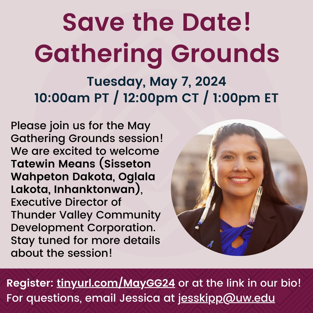 Save the date for the next Gathering Grounds session - Tuesday, May 7, 2024! 🌼 Register here: tinyurl.com/MayGG24