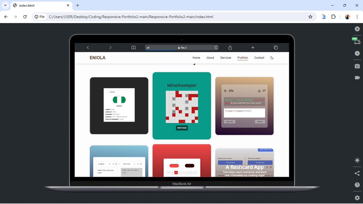 Day 43 & 44 of #100daysofcoding 

My portfolio project in progress...

⭐ Ensuring responsiveness across various deceives 

#100DaysOfCode  #buildinpublic #learnbydoing  @omoalhajaabiola