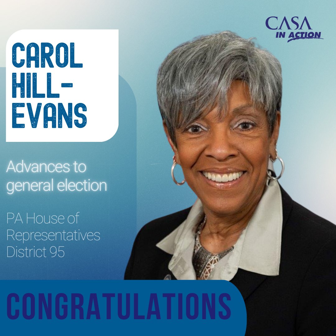 🎉Congrats @RepHillEvans on moving to the general election for PA's House, District 95! A fierce advocate for justice and equality. Her leadership on key legislation like banning private prisons shows dedication to a fair society. We fully support her as a voice for change📢