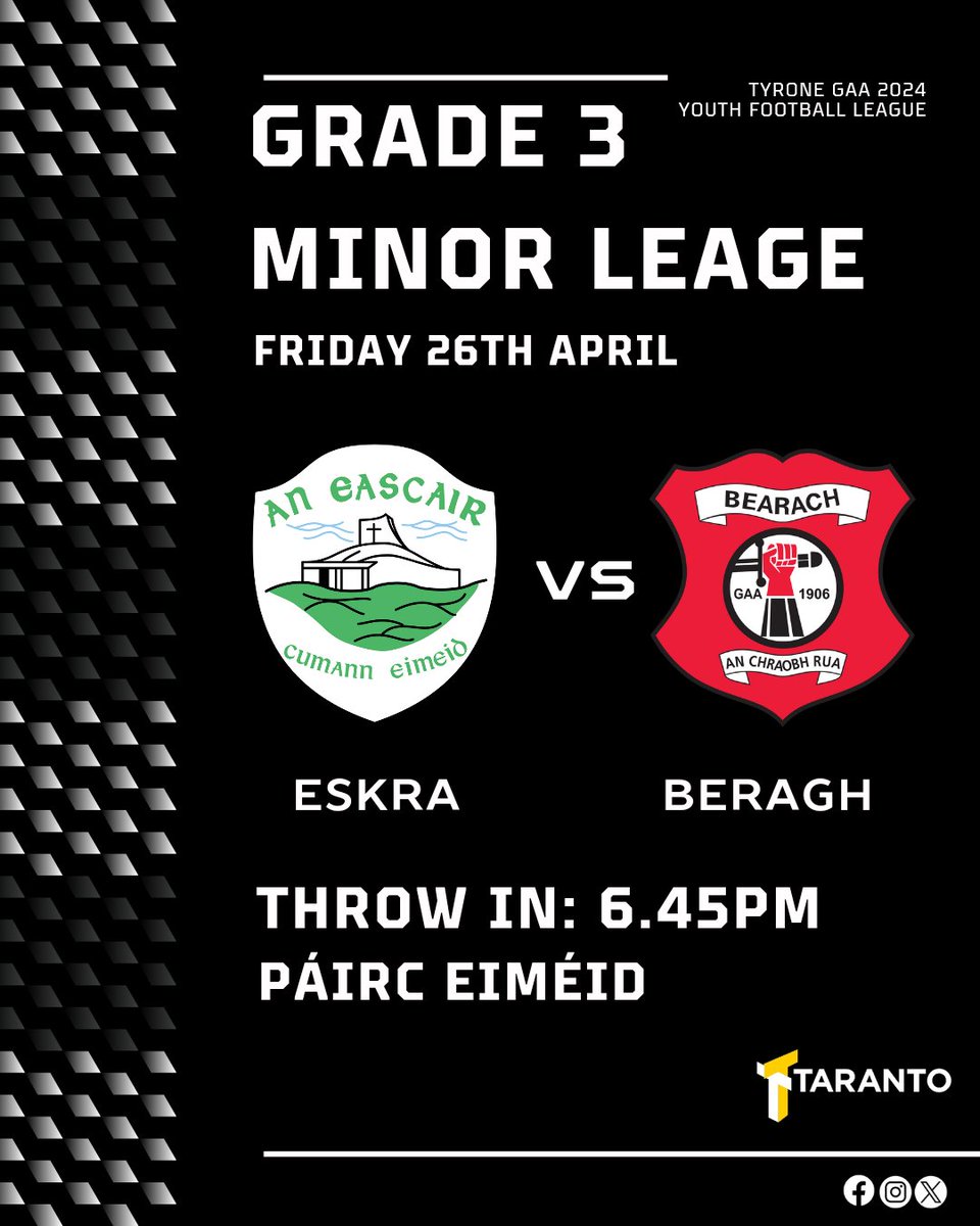 ⚫⚪MINOR LEAGUE⚪⚫

Good luck to our minor team tomorrow evening as the lads take on Beragh in the next round of this year's league.

All support welcome.

#OurCommunity #OurPeople#OurClub
