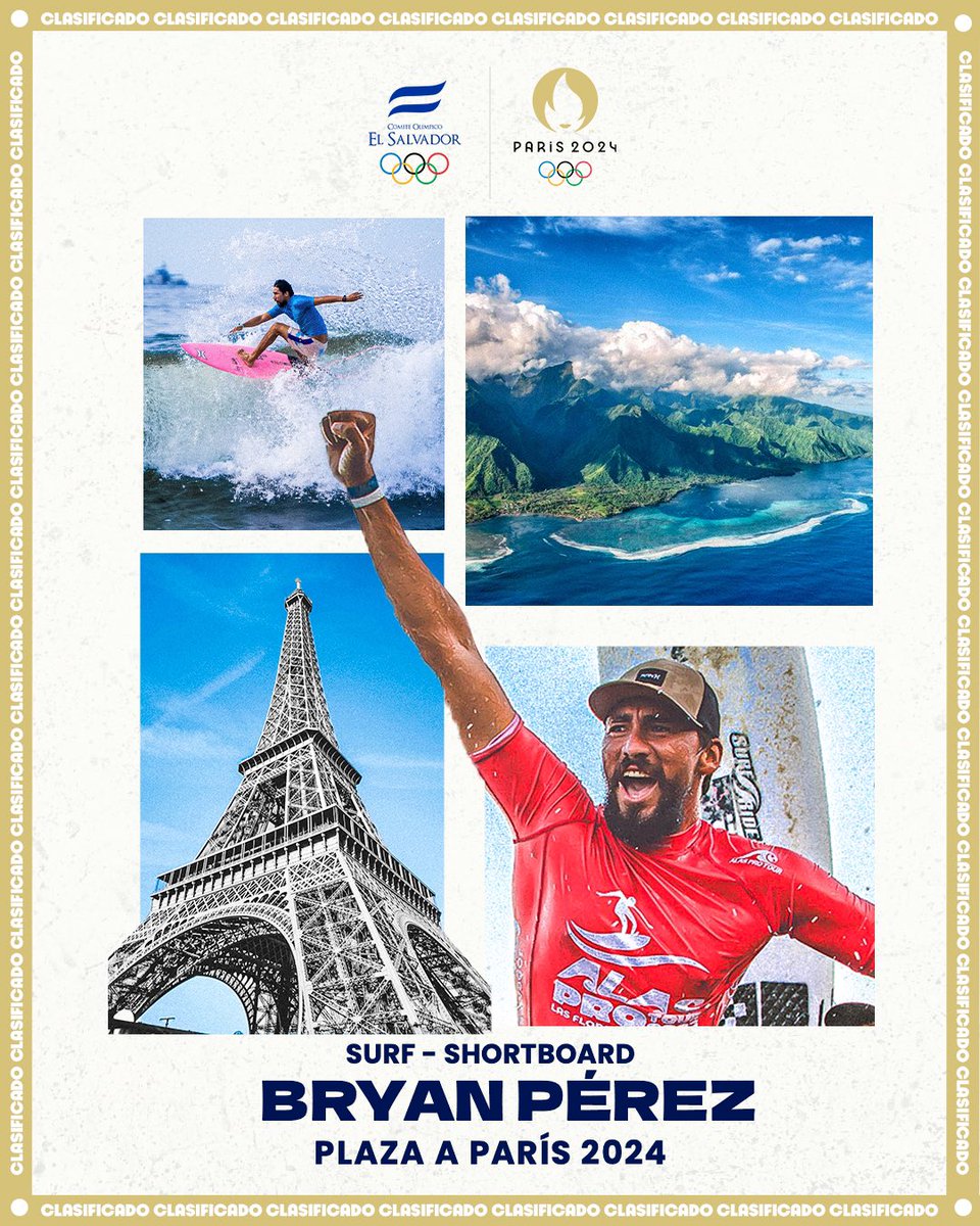 ¡Bryan Pérez, segundo atleta salvadoreño confirmado para los Juegos Olímpicos París 2024! 🎉 Nuestro surfista se convierte en el segundo atleta del Team ESA que representará a El Salvador en la XXXIII edición de los Juegos Olímpicos. 💫 ¡Felicidades, Bryan! 👏 Tu dedicación y