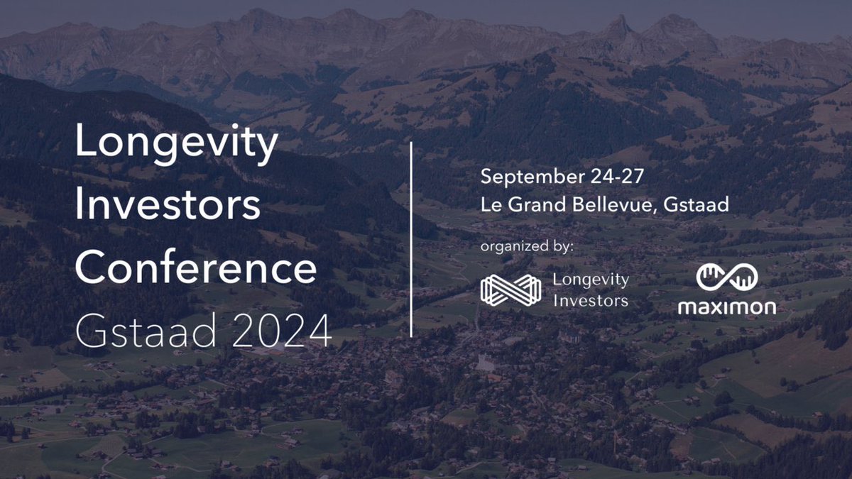 The Longevity Investors Conference brings together academia & business to discuss the latest trends & opportunities in the space. Join us in Gstaad on September 24-27, 2024! Early bird rates available through May 2024. longevityinvestors.ch @Longevity_Inv @maximon_ag