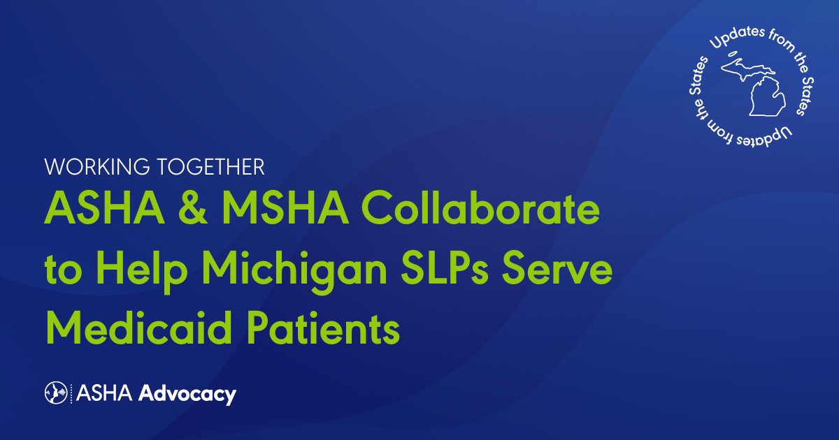 ASHA and @MSHALang worked with Michigan Medicaid (MDHHS/@MichiganHHS) to establish a therapy stakeholder meeting that came together today after months of planning. We applaud MDHHS for engaging with SLP/OT/PT providers to help lessen administrative barriers to care! 👏