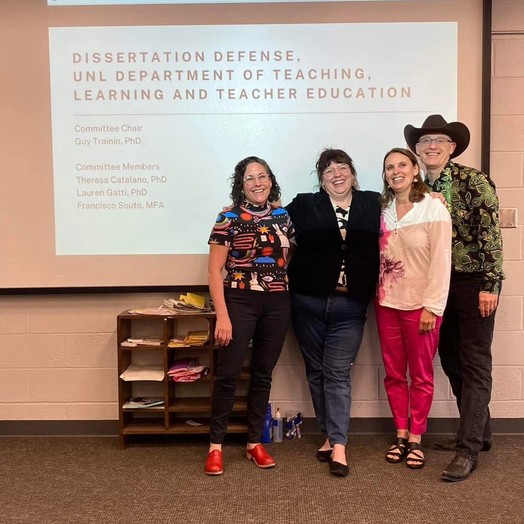 Teaching, Learning and Teacher Education (@unltlte) on Twitter photo Congrats - DR. Kimberley D'Adamo, who successfully defended her EdD dissertation "Currere as Contemporary Art: Creative Tools for Teacher Self Reflection"! Committee: G. Trainin (Chair), C. Catalano, L. Gatti, & F. Souto. <a href="/UNLincoln/">University of Nebraska-Lincoln</a> <a href="/UNL_CEHS/">Nebraska College of Education and Human Sciences</a> <a href="/UNLArts/">Hixson-Lied College of Fine and Performing Arts</a> <a href="/UNLGradStudies/">Graduate Studies at Nebraska</a> Congrats - DR. Kimberley D'Adamo, who successfully defended her EdD dissertation "Currere as Contemporary Art: Creative Tools for Teacher Self Reflection"! Committee: G. Trainin (Chair), C. Catalano, L. Gatti, & F. Souto. <a href="/UNLincoln/">University of Nebraska-Lincoln</a> <a href="/UNL_CEHS/">Nebraska College of Education and Human Sciences</a> <a href="/UNLArts/">Hixson-Lied College of Fine and Performing Arts</a> <a href="/UNLGradStudies/">Graduate Studies at Nebraska</a>