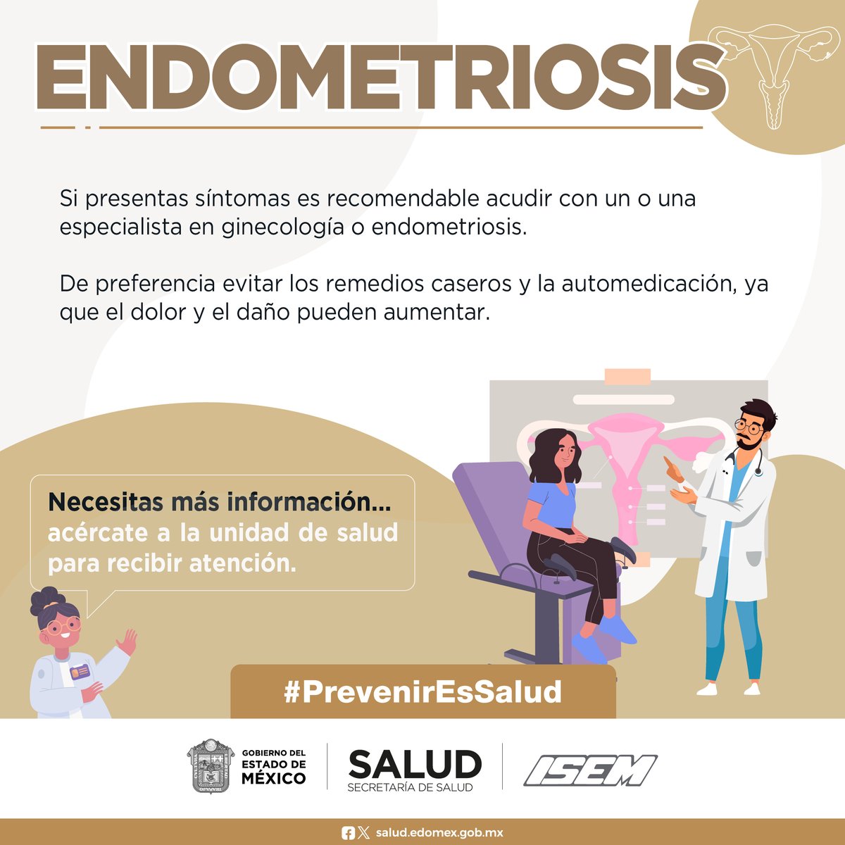 La Endometriosis es una enfermedad común que puede afectar a las mujeres en cualquier etapa de su #VidaReproductiva, desde el momento de su primer #PeríodoMenstrual hasta la #Menopausia. Es importante diagnosticar tempranamente, acude a la unidad de salud más cercana.