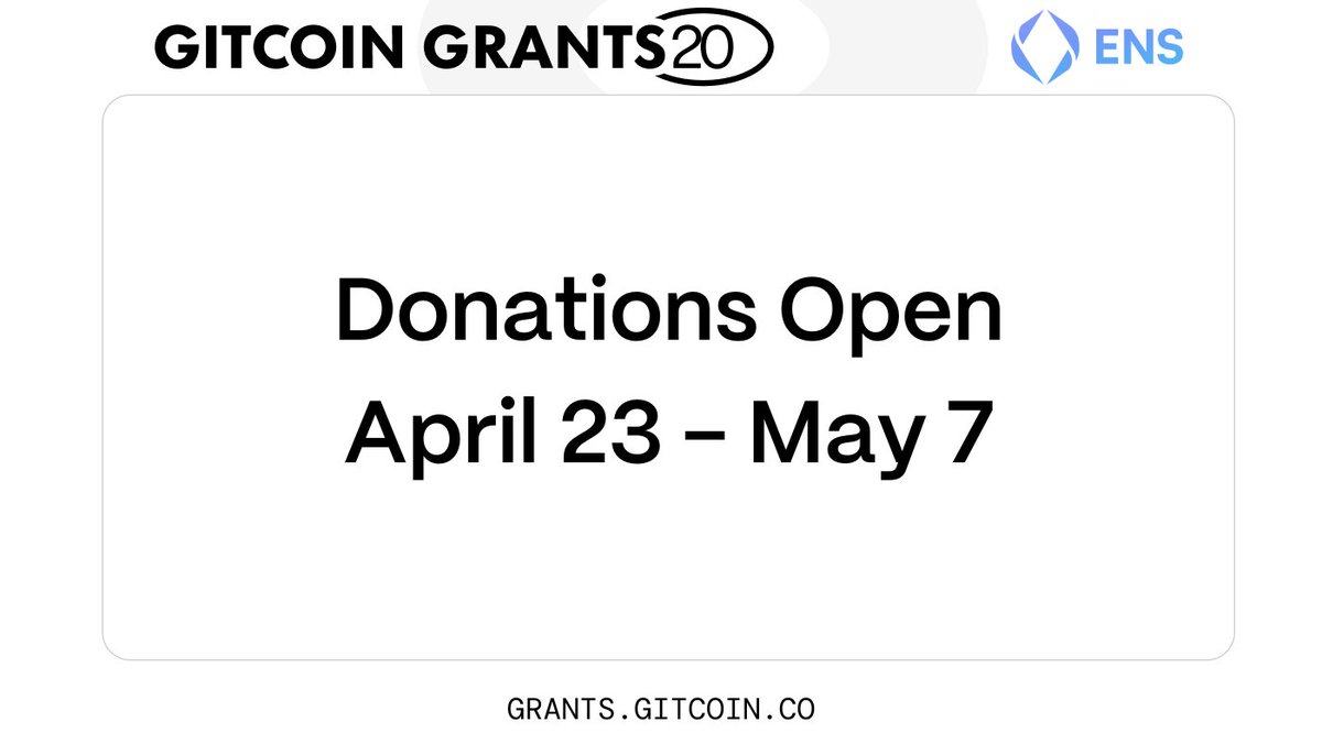 Donations are open for the ENS Identity Gitcoin Round, donate to your favorite projects before the period ends on May 7!