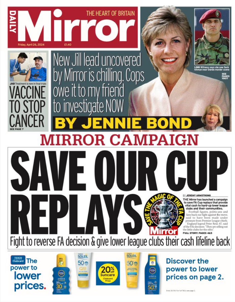 The backlash against the way football is being run is growing. Great to see the @DailyMirror get behind our campaign to amend the Football Governance Bill and #SaveReplays. 👏🏻👏🏻👏🏻 We can win this. 💪🏻 @FairGameUK