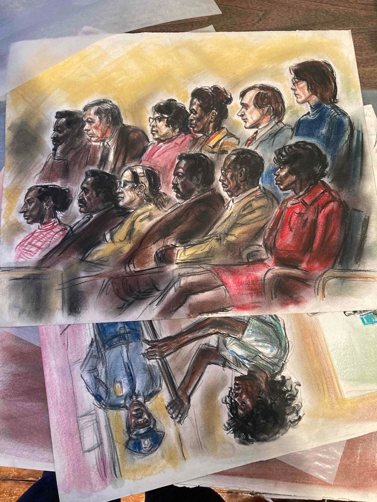 Original Watergate courtroom sketches! These are pastels by Freda Reiter, ABC’s sketch artist for the Watergate trials. I’m working on a new video about these for Gallery98, which has a large collection: gallery98.org/collection/wat…