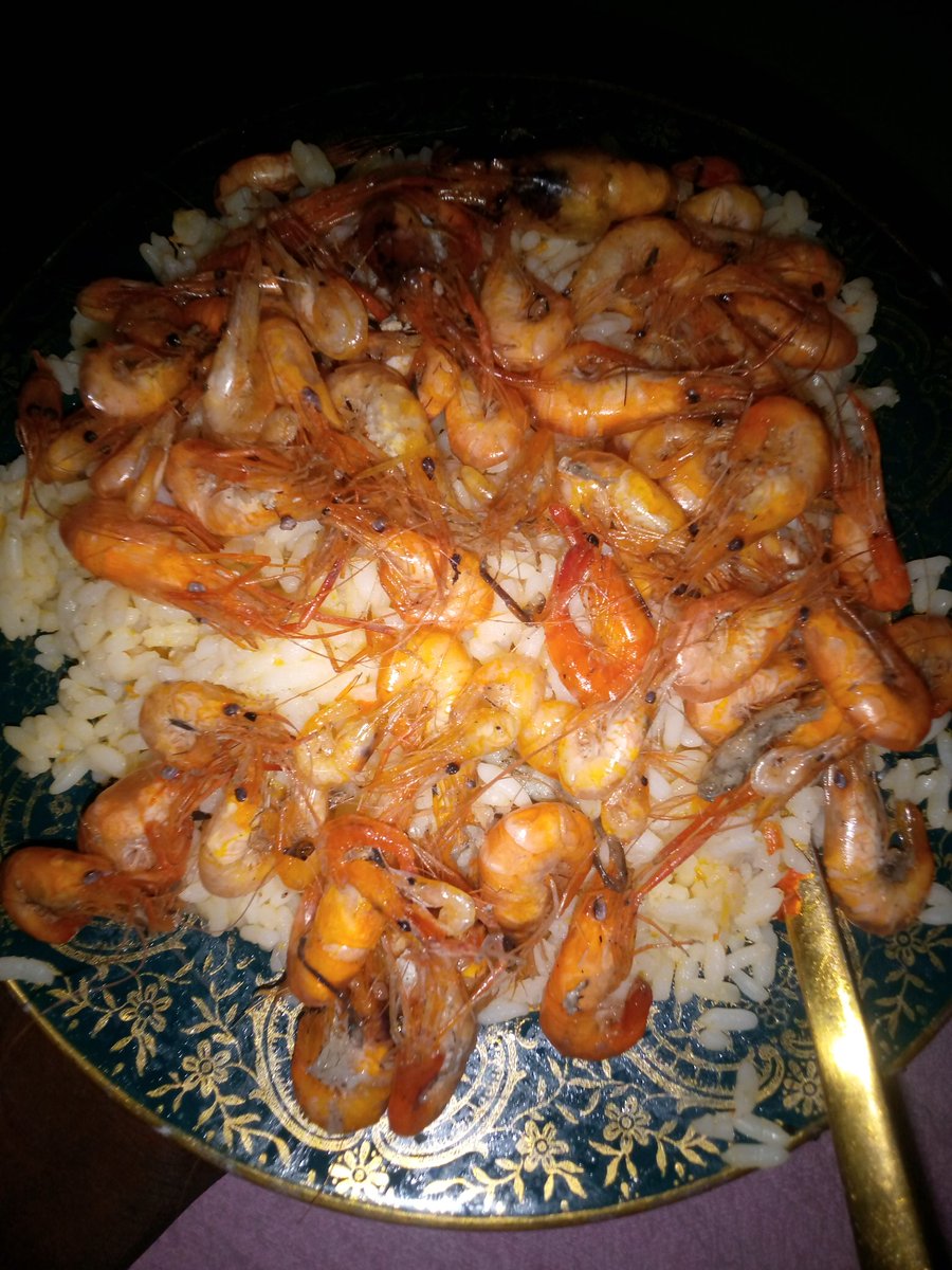 Rice wit crayfish. walk with me or you sleep with empty stomach