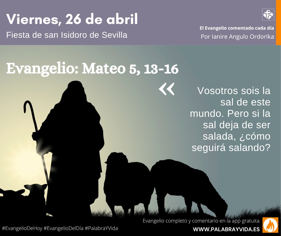 🧂 Algo tan pequeño como la sal encierra un inmenso potencial. Hoy es un buen día para agradecer a Dios la presencia de estas personas que, como san Isidoro, son sal para los demás. @IanireAngulo #EvangelioDelDía #EvangelioDeHoy #PalabrayVida #Pascua