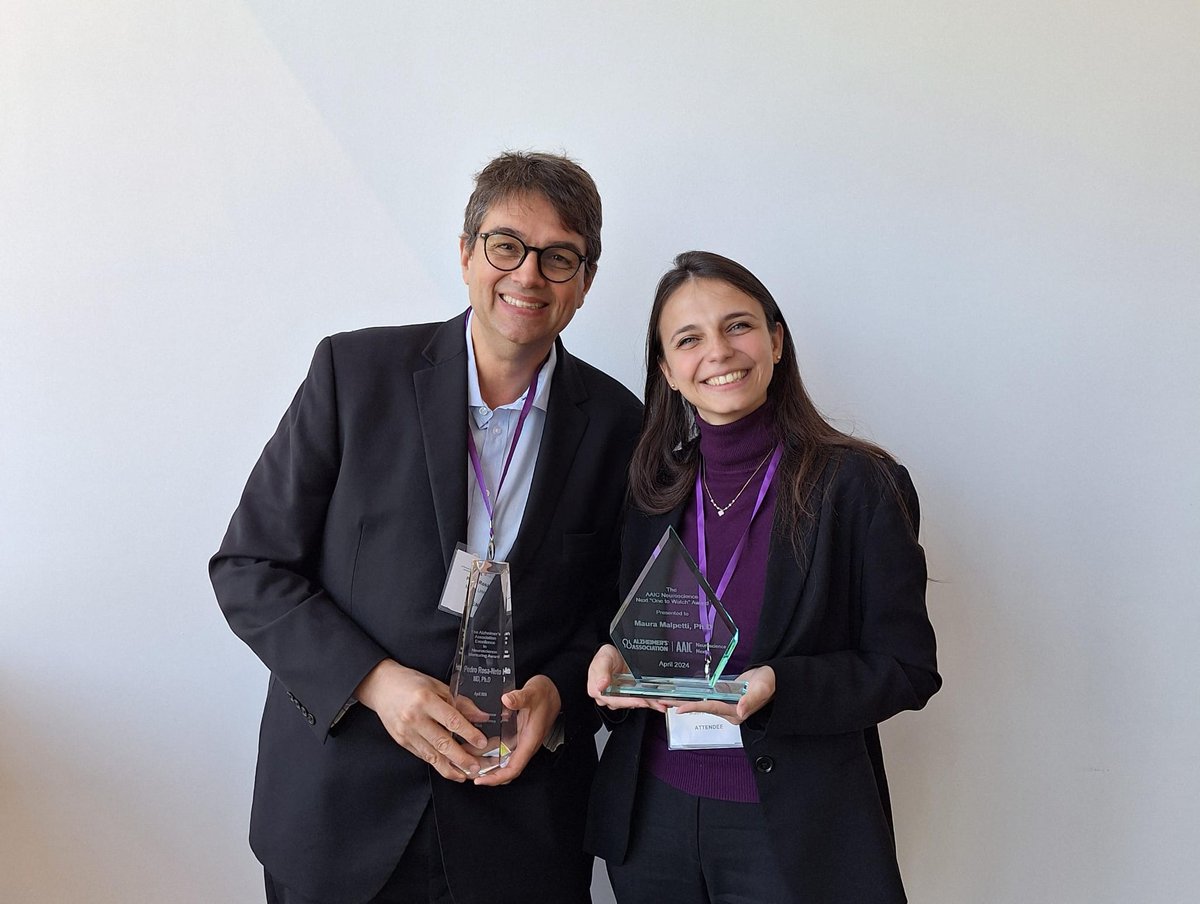 Congrats to @pedrorosaneto & @M_Malpetti, members of our organizing committee, on winning Alzheimer’s Association Excellence in Neuroscience Mentoring & AAIC Neuroscience Next ‘One to Watch’ awards! 🎉👏 @alzassociation #AAICNeuro We're proud of you!