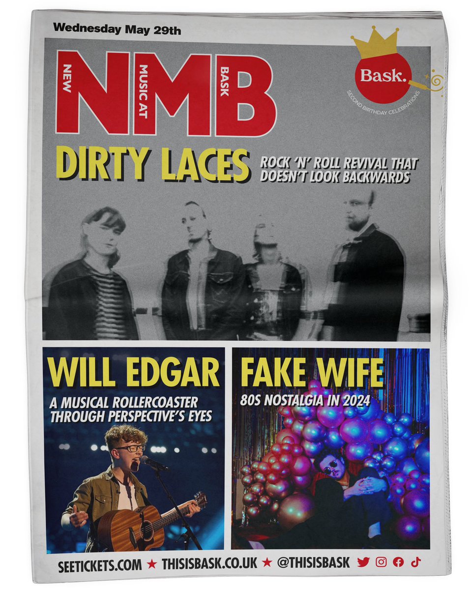 This is a top night @thisisbask @DirtyLacesBand, @WiLLEDGARMUSIC and Fake Wife Tickets on sale now ~ seetickets.com/event/nmb-with…