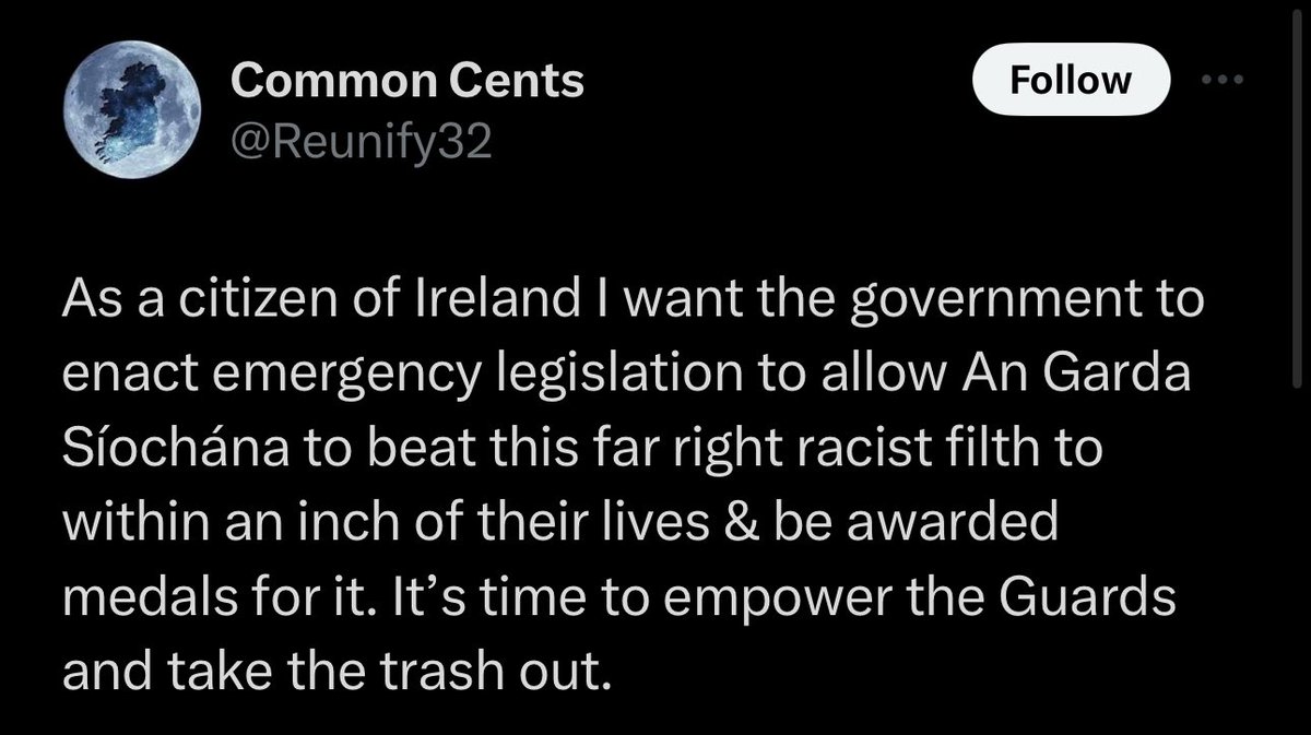 The Gardai are out of control. The Sinn Fein accounts got what they wanted. Sinn Fein encouraged this. #IrelandBelongsToTheIrish