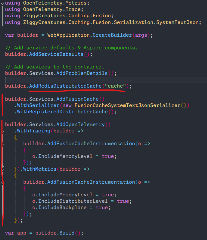 jodydonetti's tweet image. And after an impepata di cozze and some white wine, here it is in all its simplicity: Aspire and FusionCache working together.

Now I'll try to make it more friendly and less hacky...

#Aspire #FusionCache