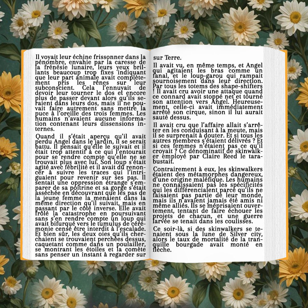 Mon prochain roman en cours d'écriture!
extrait du chapitre 15 qui vient tout juste d'être écrit... sous couvert de correction, bien sûr!
#urbanfantasy #extrait #lire #romance #suspense #fantasy #fantastique #bitlit #books #lovebooks #romancefrançaise #fantasyfrançaise #sfff