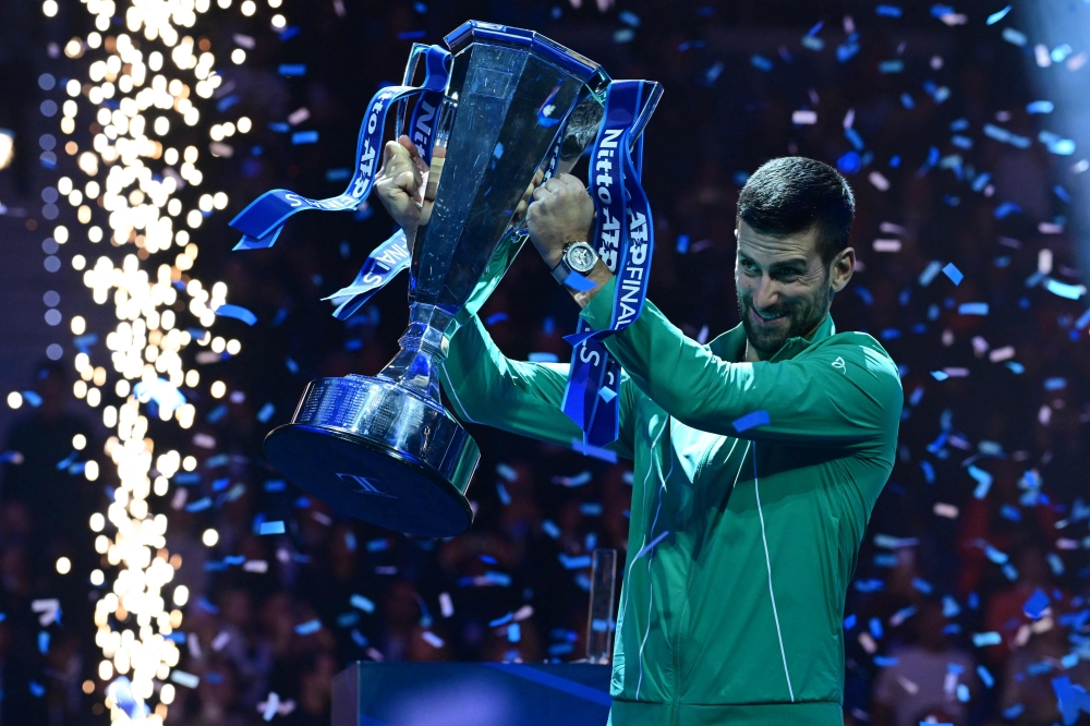 Novak Djokovic’s 2023 tennis season tribute:

• 56-7 record 
• 3 Slams
• ATP Finals
• 2 Masters
• 7 Titles
• Finished #1

All at 35/36 years of age. Simply legendary.