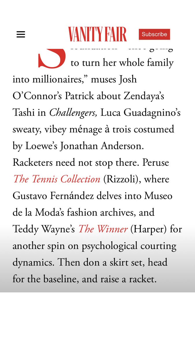 The tennis-themed THE WINNER isn't out until May 28, but has been swept up in the mighty undertow of Zendaya-mania in this month's @voguemagazine and @VanityFair