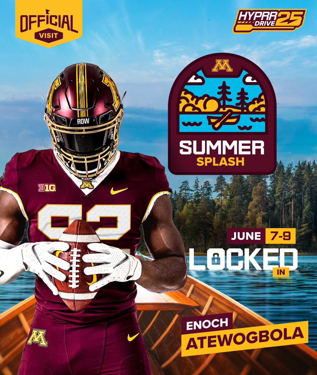 I will be taking my Official Visit on June 7-9 to The University of Minnesota. Can’t wait to get on campus!!! #RowTheBoat 🚣‍♂️ @COACHDOTT @Coach_DeBo46 @AvonFBOrioles @RobGibsonHC @RyanJBallou @CoachThompson13 @CoachCam_CamQBs @bringthehammer @raycp315 @CoachDSchauss