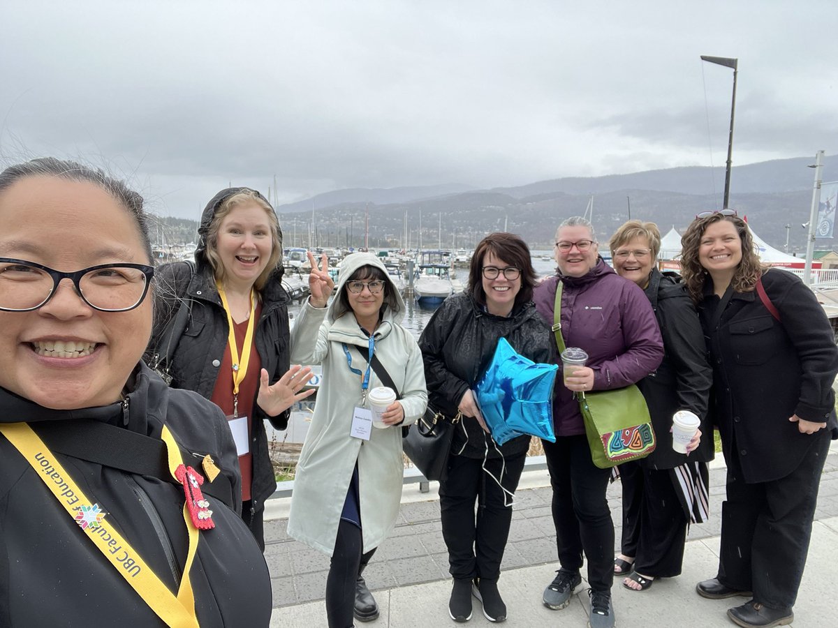 The walking crew. Hello!! Enjoying ABCDE Roundtable in Kelowna at UBCO. A little drizzle. Rain is welcomed. #UNBCED