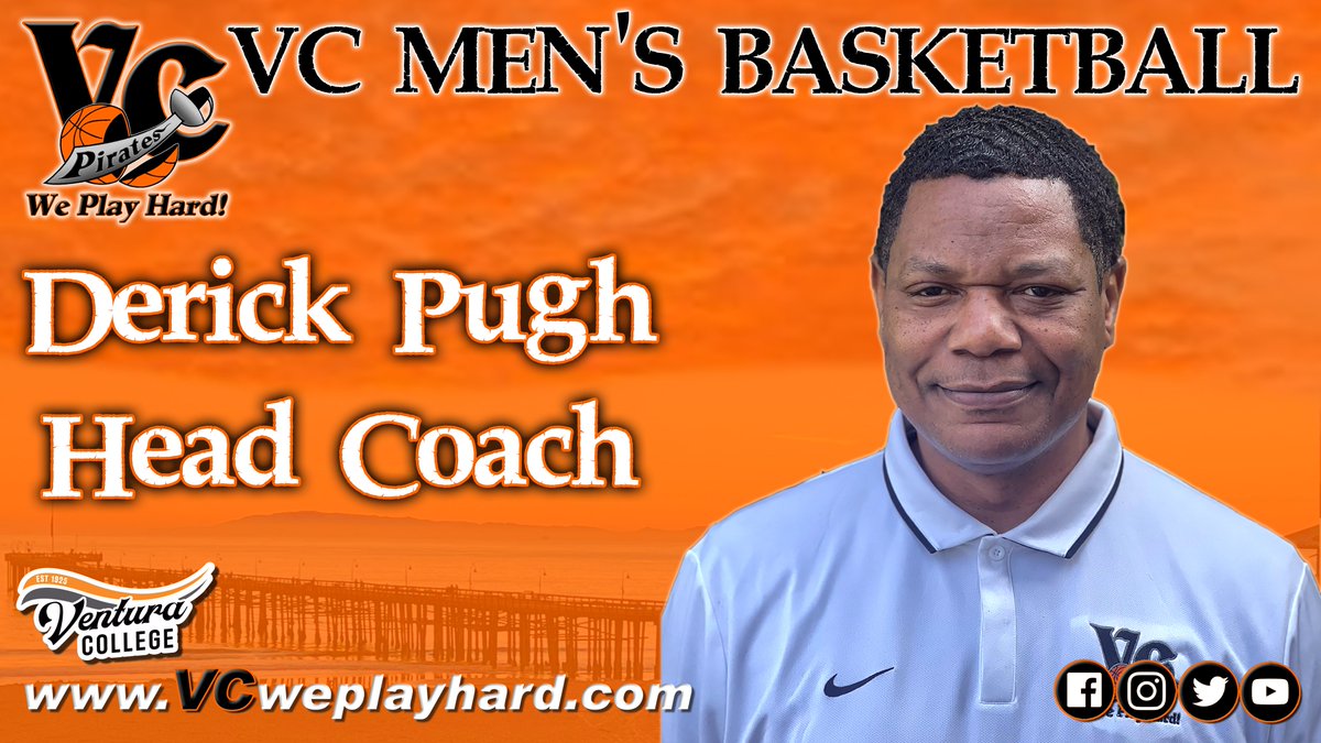 VC alumnus Derick Pugh '92 has been named the Pirates' head men's basketball coach. He begins his second stint on the bench with the Pirates as he was an assistant on VC's state title teams of '95 and '96, helping Ventura to a combined 73-3 record. vcweplayhard.com/sports/mbkb/20…
