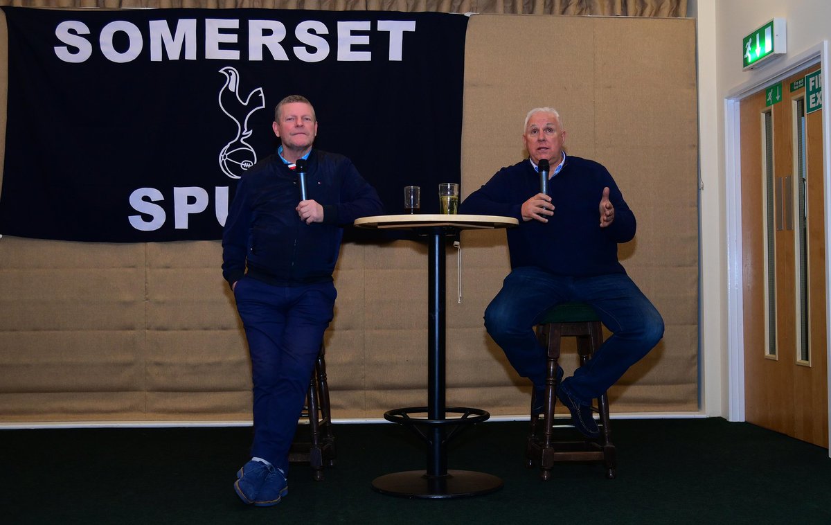 Somerset_Spurs's tweet photo. Almost a week ago already 😲
What an unbelievable night last Friday @TauntonRacing with two Tottenham legends @1MickyHazard &amp; @GrahamRoberts4 😍😍

Their stories about the 1984 Uefa cup triumph were hilarious, crazy, sad, inspirational it had the lot.
Can not thank them enough 🤍 https://t.co/mhBJEzKsVS
