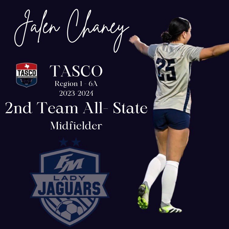 Congratulations @chaney_jalen5 for being selected by TASCO as 2nd Team All-State Midfielder!