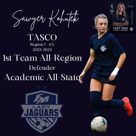 Congratulations @sawyerkohutek for being selected by TASCO as 1st Team All-Region Defender!