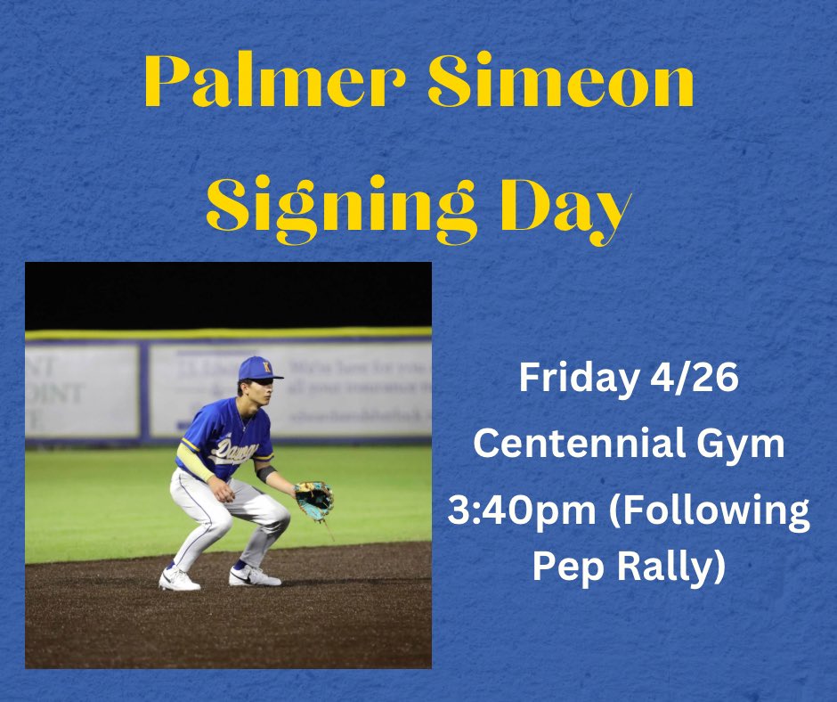 Join us tomorrow after the Pep Rally for Palmer’s signing to continue his baseball career at Alvin CC! 

Go Dawgs!