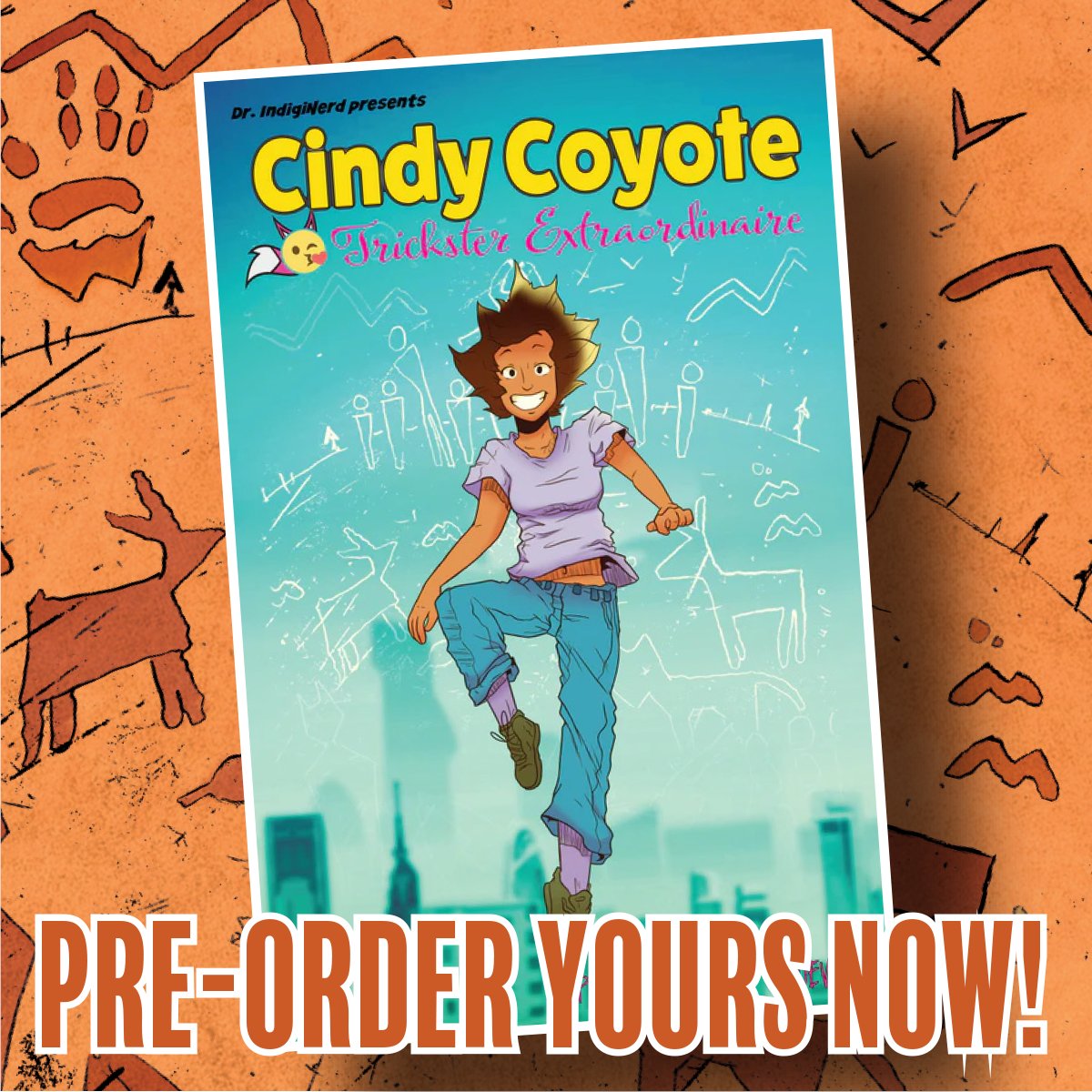 NEW FROM ATCG MEDIA - CINDY COYOTE: TRICKSTER EXTRAORDINAIRE #1! Written by @DrIndigiNerd (Lee Francis) w/ illustrations by Robert Lopez. A fun and exciting addition to the Native comics sphere. LIMITED EDITION! PRE-ORDER YOURS TODAY! Shipping May 31! atcgbooksandcomics.com/products/cindy…