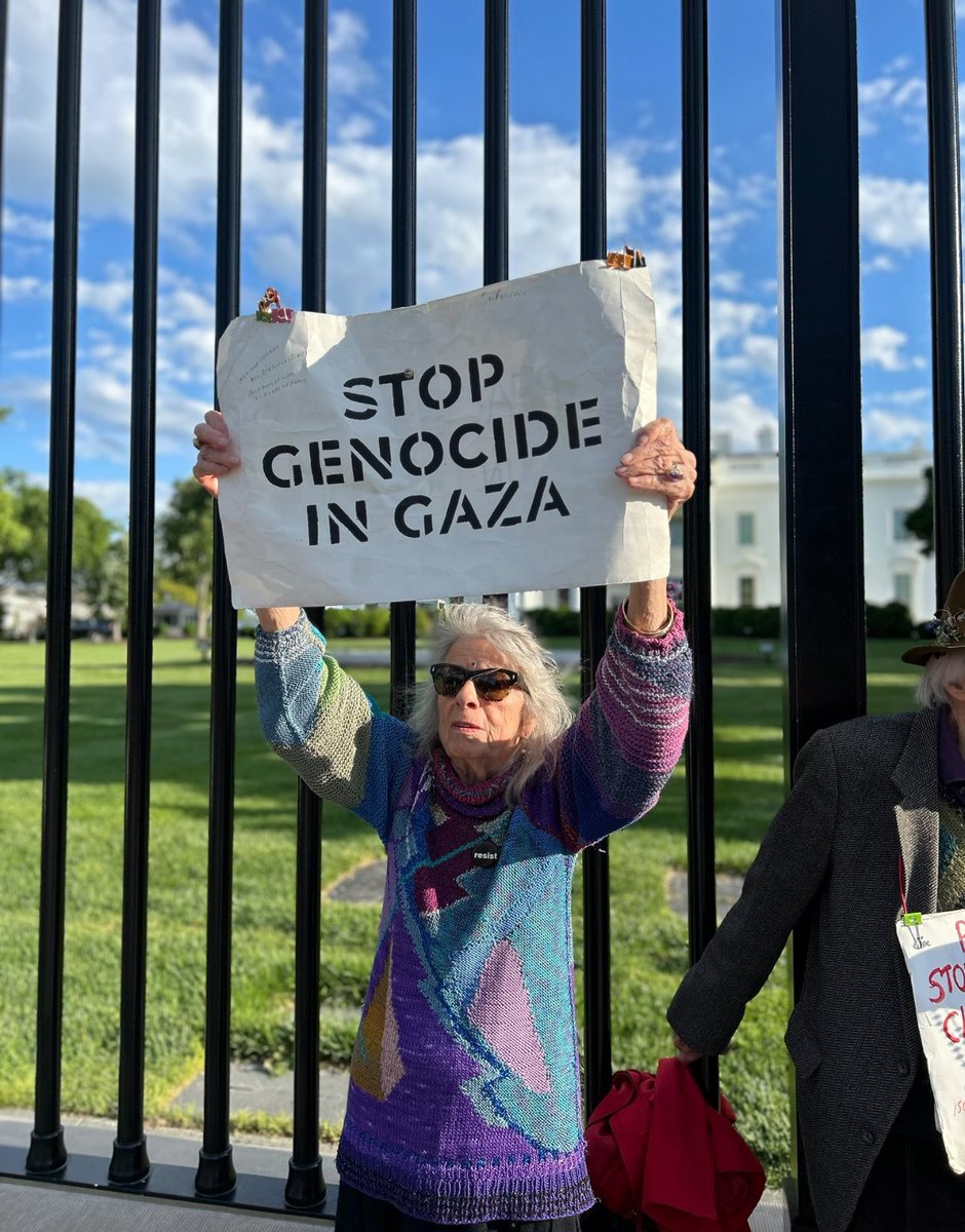 Marione Ingram. 88 yaşında. Yahudi. Holokost mağdurlarından. Her gün Beyaz Saray’da gösteri düzenliyor: “Gazze soykırımını durdurun.”. Bugün George Washington Üniversitesi’ndeki öğrencilere destek vermiş: “Gazzeli çocukların yaşadıklarını ben de eskiden yaşadım.”