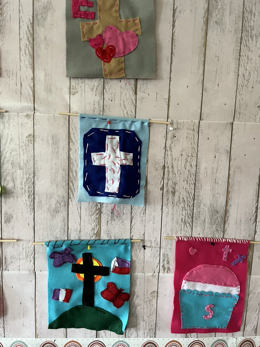 8s practicing sewing by creating Discerning Believer banners <a href="/StJohnPaul2/">St. John Paul II Catholic Elementary School</a>