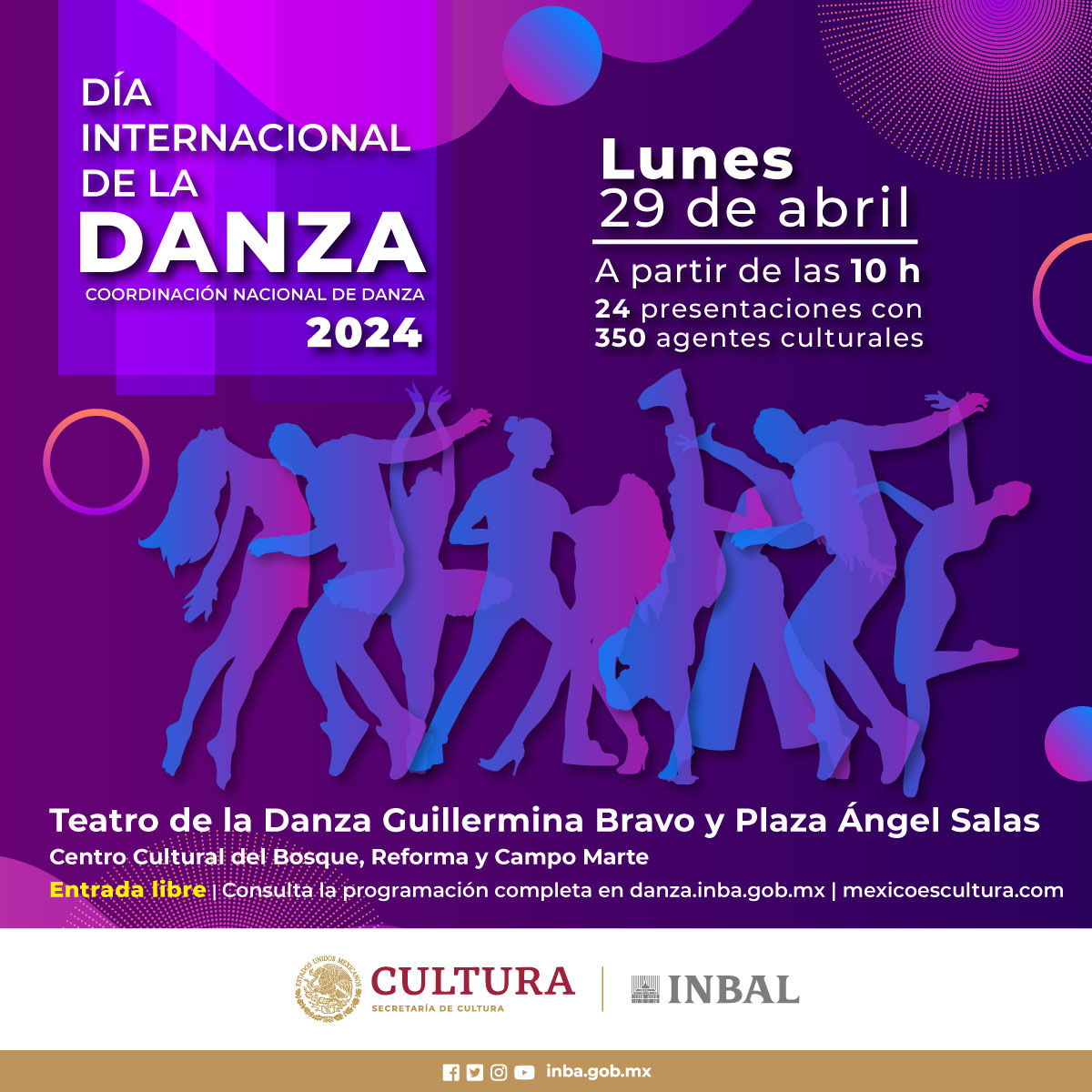danzaINBAL's tweet photo. #SabíasQue la celebración del #DíaDeLaDanza👯🪩 en el @CCB_INBAL abrazará la energía y trayectoría de compañías como @CEPRODAC, #Contradanza, @BarroRojo32 y @nemiandanza.
Baila al ritmo de tus sueños y #ViveLaDanza.
📌Consulta nuestra programación.
🔗https://t.co/0AB8byOHlI https://t.co/HzQNEpRvT3