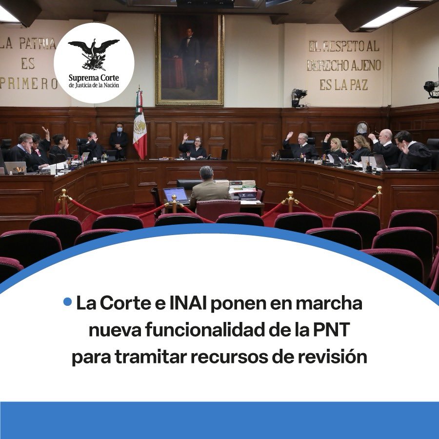 #LaCorte y el @INAImexico pusieron en marcha una nueva funcionalidad de la Plataforma Nacional de Transparencia (PNT), para dar trámite a los recursos de revisión presentados en contra del Tribunal, en su carácter de sujeto obligado. bit.ly/3Ql065d