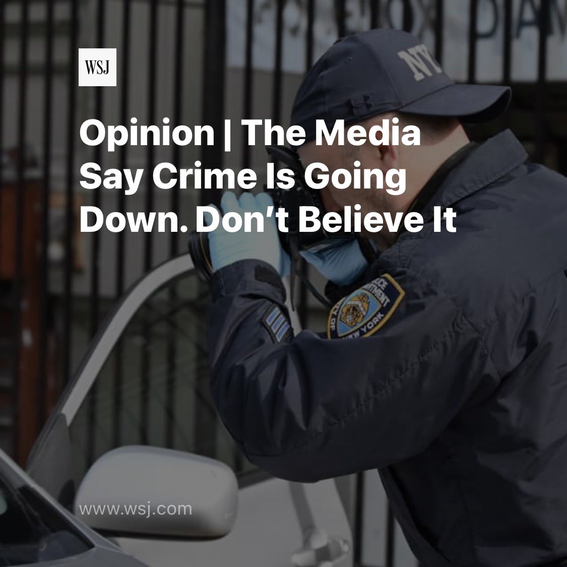 “The Media Say Crime is Going Down. Don’t Believe it.” A very interesting and informative article in the Wall Street Journal about the realities, perceptions, and fears concerning crime in America. There is no doubt that it’s understandably on the minds of many Americans.…