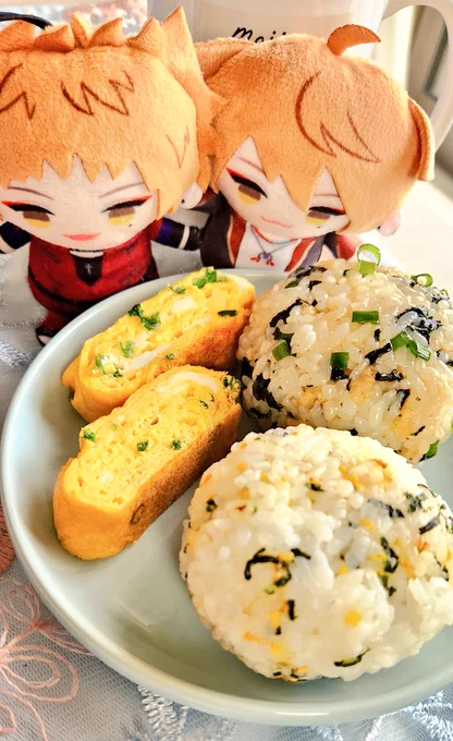 おはようございます卵焼きと天かすともみ海苔のおにぎり、のりたま様おにぎりを作りました#ガク食オープンキャンパス 
