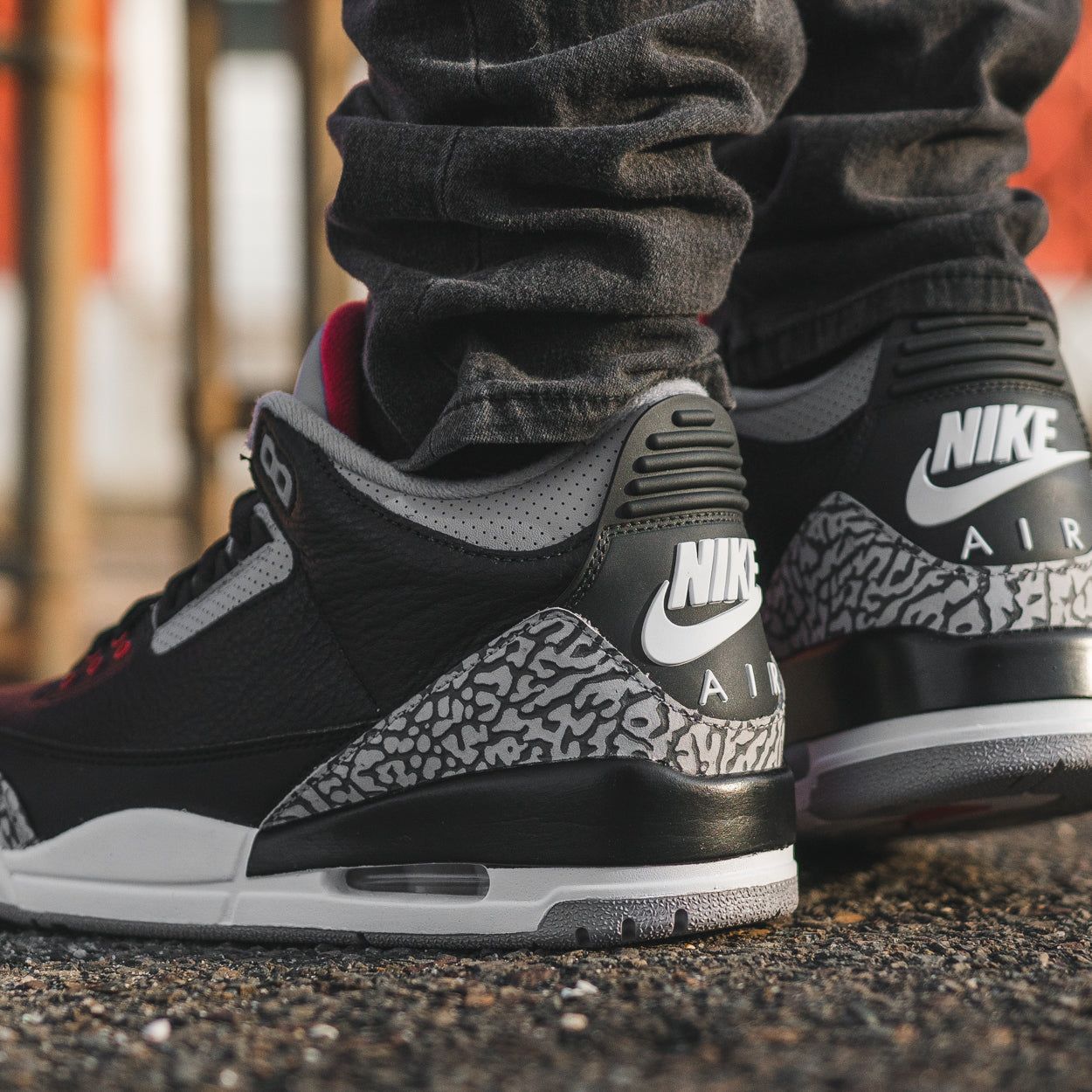 Air jordan 3 black cement 2018 on feet sale