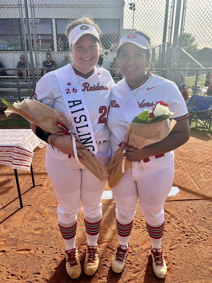 Two wonderful seniors were honored before the softball game tonight. Congratulations & Go Raiders!